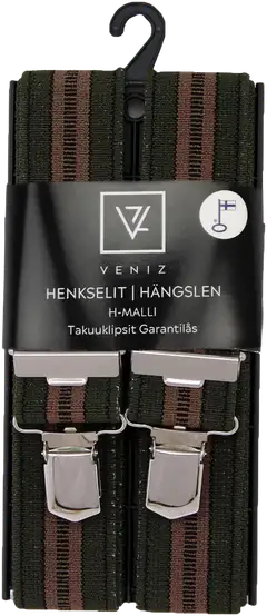 Veniz miesten henkselit 36mm 120cm vihreäraidallinen H-malli 53246 - 1