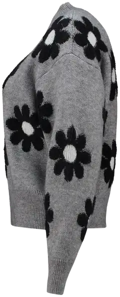 Hailys naisten neule fl44eur dlr-pr2409139 - grey marl/black flower - 2