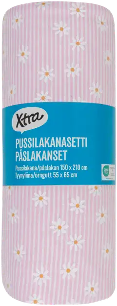 Xtra pussilakanasetti Daisy 150x210 cm vaaleanpunainen-valkoinen - 2