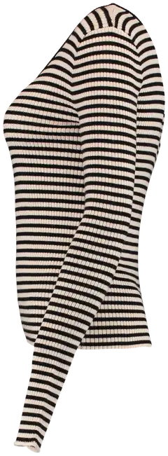 Hailys naisten raidallinen ribbineule Runa - beige/black stripe - 2