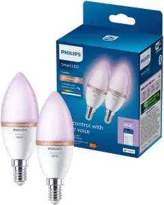 Philips Smart Lighting LED-filamenttilamppu 5W C37 E14 2200-6500K 470lm RGB 2 kpl - 1