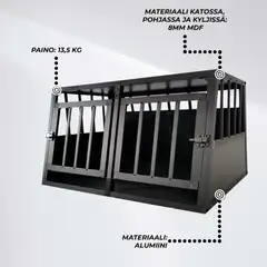 Trekker koiran kuljetushäkki L 89x69x50 cm musta - 6