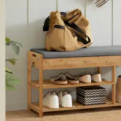 SoBuy kenkäpenkki bambu FSR47-N - 4