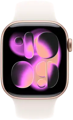 Apple Watch Series 11 GPS 46mm ruusukultainen alumiinikotelo, light blush sport ranneke - M/L - MEV74QN/A - 1