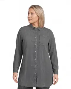 House naisten pitkä denimpaita 228HP30601, D-mitoitus - Black washed denim - 1