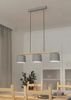 EGLO Riippuvalaisin Mariel 3x40W 91x19cm puu/vaaleanharmaa - 2