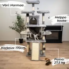 Trekker kissan kiipeilypuu Tower 170 cm harmaa - 7