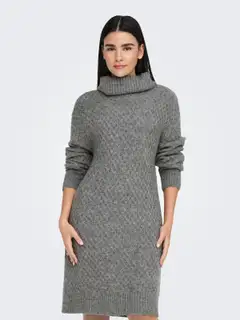 JDY naisten tyylikäs palmikoitu neulemekko Jdybigum - Medium Grey Melange - 5