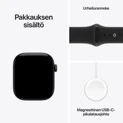 Apple Watch Series 12 GPS + Cellular 46 mm:n musta alumiinikuori ja musta urheiluranneke - S/M - MJG84QN/A - 6