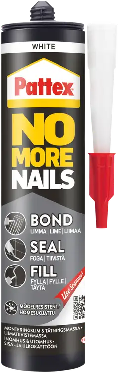 Pattex liimatiivistemassa 280ml NoMoreNails Bond-Seal-Fill valkoinen - 1