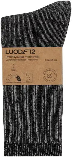 Luode12 unisex paksut retkeilysukat merinovilla ODSL302602 - Black ink - 2