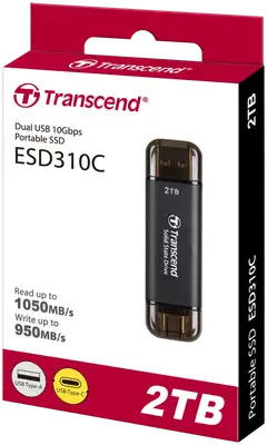 Transcend ulkoinen SSD-muisti ESD310C 2TB USB Type-C ja Type-A - 3