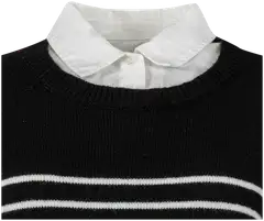 TEX naisten raidallinen kauluspaita-neule I997034 - BLACK 1 - 2