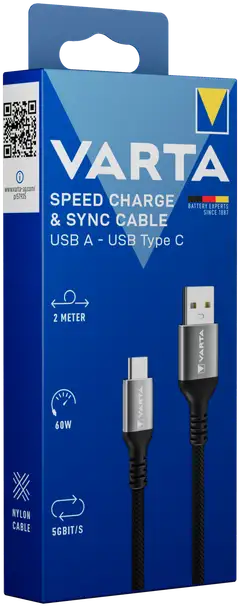 Varta USB-A–USB-C-kaapeli 2m musta - 2