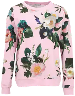 Garden by Uhana naisten kukallinen collegepusero, väljä mitoitus - Mids light pink - 1