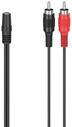 Hama Audiojohto, 2 x RCA uros - 1 x 3,5 mm naaras, 0,1 m