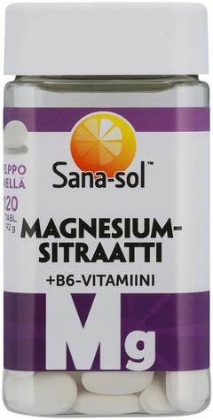 Sana-sol Magnesiumsitraatti + B6-vitamiinitabletti 120tabl/86g