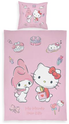 Lasten junior pussilakanasetti Hello Kitty ja Melody 120x160+40x60 cm