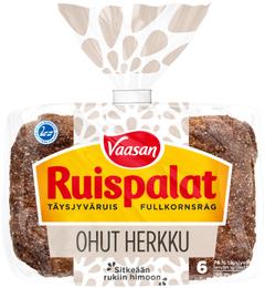 Vaasan Ruispalat Ohut Herkku 195g 6 kpl täysjyväruisleipä