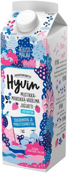 Juustoportti Hyvin jogurtti 1 kg mustikka-mansikka-vadelma laktoositon