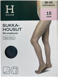 House sukkahousut Satin Shiny 15 den musta, koko 44-48
