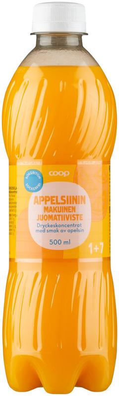 Coop sokeriton appelsiinin makuinen juomatiiviste 1+7 0,5l
