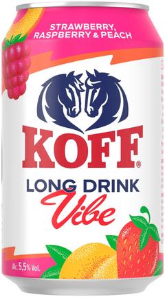 Koff Long Drink Vibe Strawberry Raspberry Peach long drink 5,5 % tölkki 0,33 L