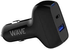 Wave 45W Pikalataava autolaturi, 1 x USB Type-C + 1 x USB-A (45W+18W), Musta