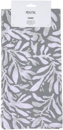 Pentik Hetki keittiöpyyhe 2 kpl/setti 50x70 cm lehti harmaa