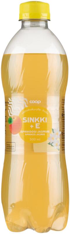 Coop aprikoosi-jasmiini sinkki + E-vitamiini hiilihapotettu juoma 0,5l