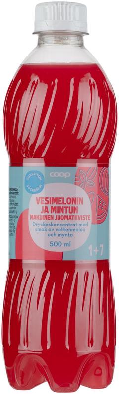 Coop sokeriton vesimelonin ja mintun makuinen juomatiiviste 0,5l