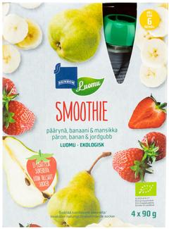 Rainbow smoothie päärynä, banaani & mansikka luomu 4x90gg 4-pack 6 kk