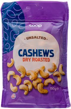 Coop kuivapaahdetut cashewpähkinät suolaamaton 150g