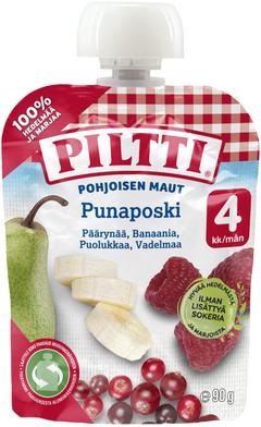 Piltti Pohjoisen maut 90g Punaposki hedelmäsose 4kk annospussi