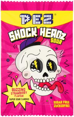 Pez Shock Headz Strawberry kirpeä makeinen 25g