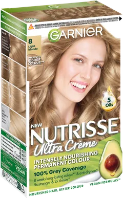 Garnier Nutrisse Ultra Creme 8.0 Light Blonde Luonnonvaalea kestoväri  1kpl - 1