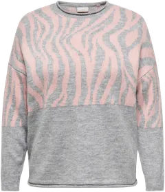 Only Carmakoma naisten neule Carjade Zebra - Medium Grey Melange - 1