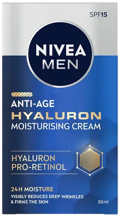 NIVEA MEN 50ml Anti-Age Hyaluron Face Moisturising Cream SPF15 -kasvovoide - 1