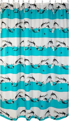 Finlayson suihkuverho Delfiinimuumi sininen 180 x 200 cm - 1