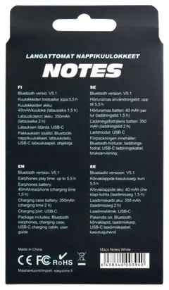 Macs Bluetooth nappikuulokkeet Notes valkoinen - 5