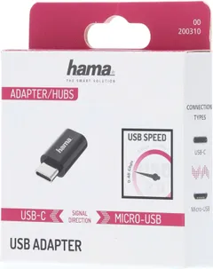 Hama USB-adapteri, USB-C uros - Micro-USB naaras, OTG, USB 2.0, 480 Mbit/s - 2