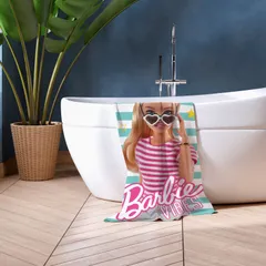 Barbie Kylpypyyhe 70x140 cm pinkki/turkoosi - 5