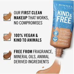 Rimmel Kind & Free Skin Tint Foundation 30 ml, 150 Rose Vanilla meikkivoide - 3