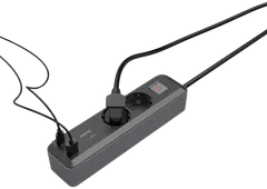 Hama Jatkojohto, 2-paikkainen, PowerDelivery, USB-C/-A 65 W, kytkimellä, 1,4 m - 4