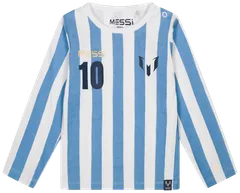 Lasten Messi 10# raidallinen pitkähihainen t-paita  S49309 - Light blue White - 1