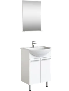 Indoor 3in1 kylpyhuonekalustesetti, sisältää allaskaapiston ovilla, posliinialtaan ja peilin hyllytasolla - 1