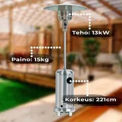 Fornorth Terassilämmitin Cylinder, 13kW kaasukäyttöinen, rosteri - 6