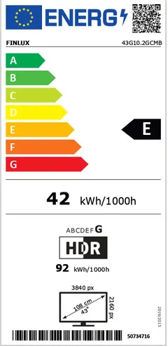 Finlux 43" 4K UHD Android QLED Smart TV 43G10.2GCMB - 4