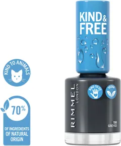 Rimmel Kind & Free Clean Nail Polish 8ml, 158 All Greyed Out kynsilakka - 3