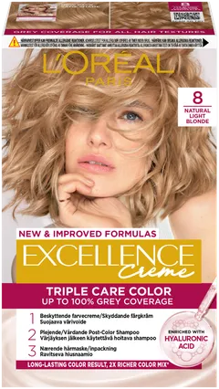 L'Oréal Paris Excellence Creme 8 Natural Light Blonde Keskivaalea kestoväri 1kpl - 1